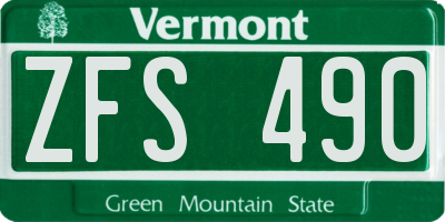 VT license plate ZFS490