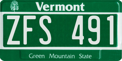 VT license plate ZFS491