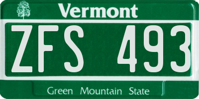 VT license plate ZFS493