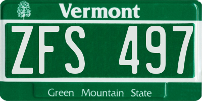 VT license plate ZFS497