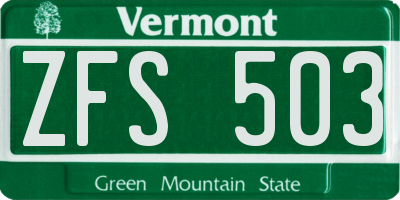 VT license plate ZFS503