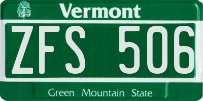 VT license plate ZFS506