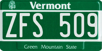 VT license plate ZFS509