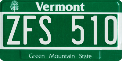 VT license plate ZFS510