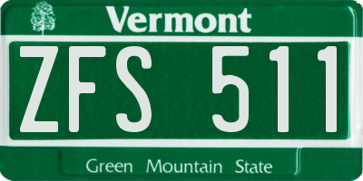 VT license plate ZFS511