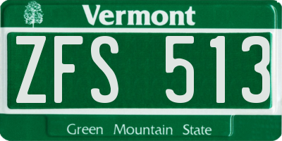 VT license plate ZFS513