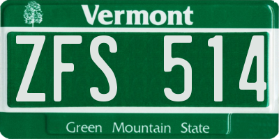 VT license plate ZFS514
