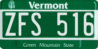 VT license plate ZFS516