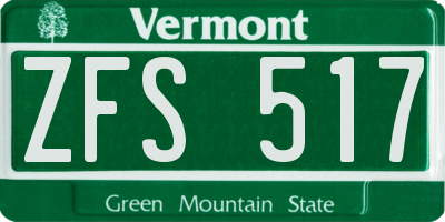 VT license plate ZFS517
