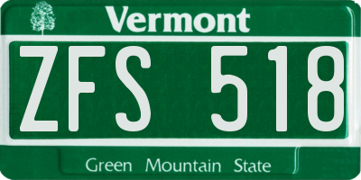 VT license plate ZFS518