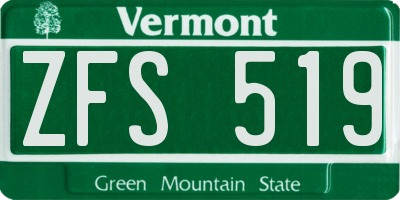 VT license plate ZFS519