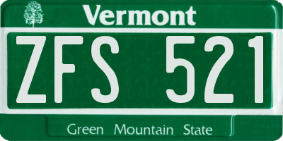 VT license plate ZFS521