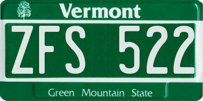 VT license plate ZFS522