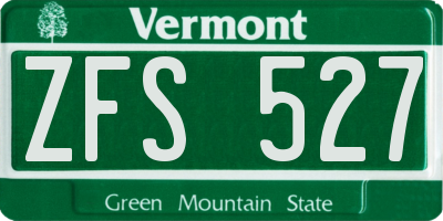 VT license plate ZFS527