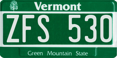 VT license plate ZFS530