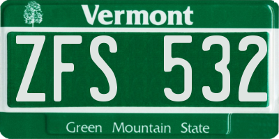 VT license plate ZFS532