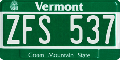 VT license plate ZFS537