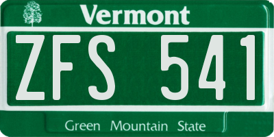 VT license plate ZFS541