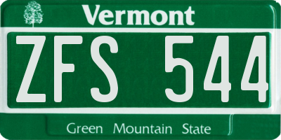VT license plate ZFS544