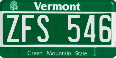 VT license plate ZFS546