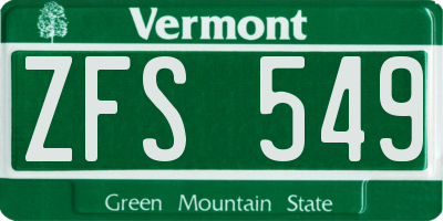 VT license plate ZFS549