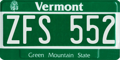 VT license plate ZFS552