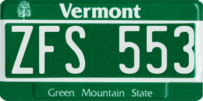 VT license plate ZFS553