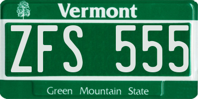 VT license plate ZFS555