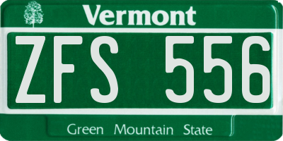 VT license plate ZFS556