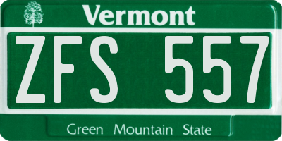 VT license plate ZFS557