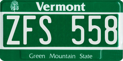 VT license plate ZFS558