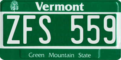VT license plate ZFS559
