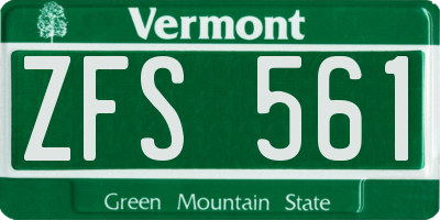 VT license plate ZFS561
