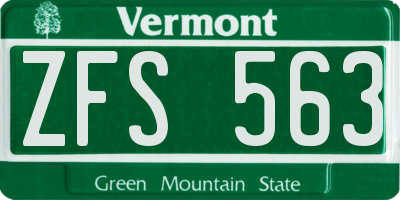 VT license plate ZFS563