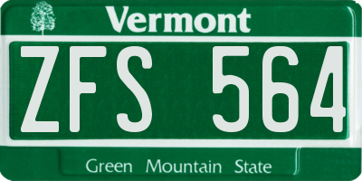 VT license plate ZFS564