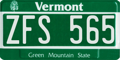VT license plate ZFS565