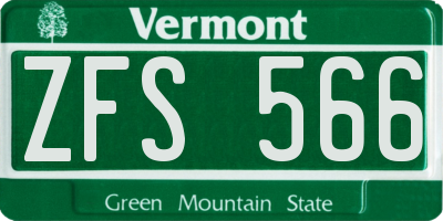 VT license plate ZFS566