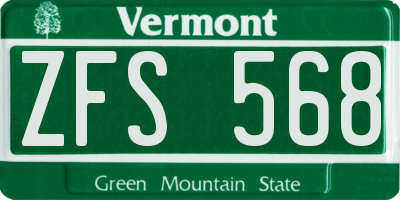 VT license plate ZFS568
