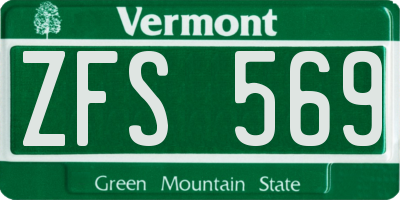 VT license plate ZFS569