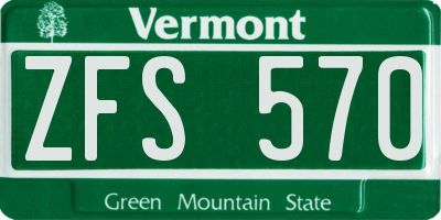 VT license plate ZFS570