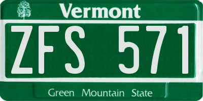 VT license plate ZFS571