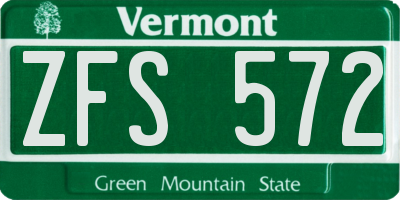 VT license plate ZFS572