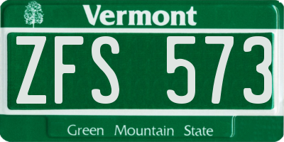 VT license plate ZFS573