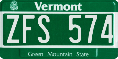 VT license plate ZFS574