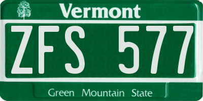 VT license plate ZFS577