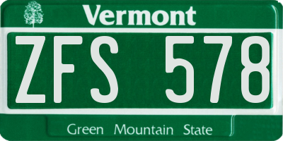 VT license plate ZFS578