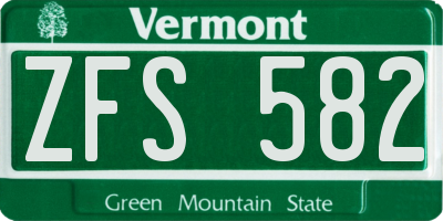 VT license plate ZFS582