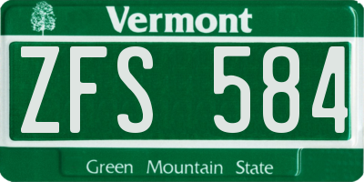 VT license plate ZFS584