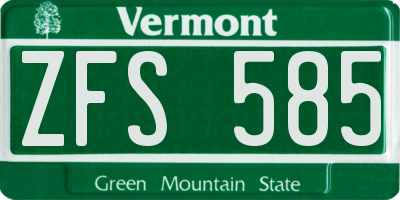 VT license plate ZFS585