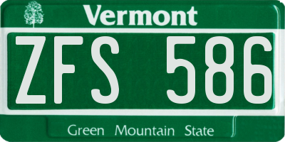 VT license plate ZFS586